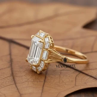 antique style diamond engagement ring in yellow gold