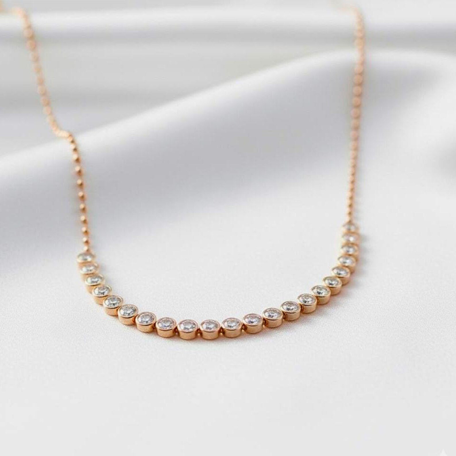 Lab grown diamond bezel necklace in gold