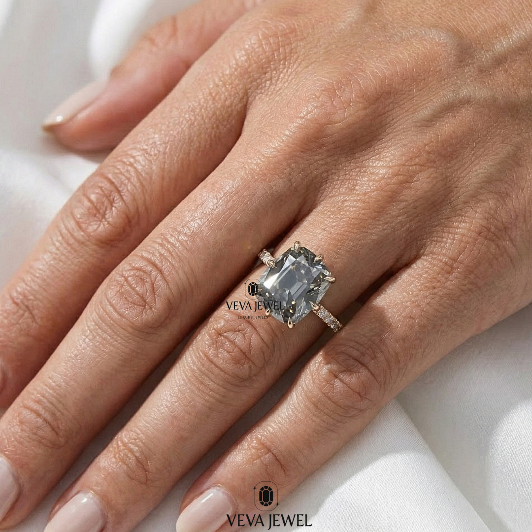 Classic cushion cut moissanite solitaire ring