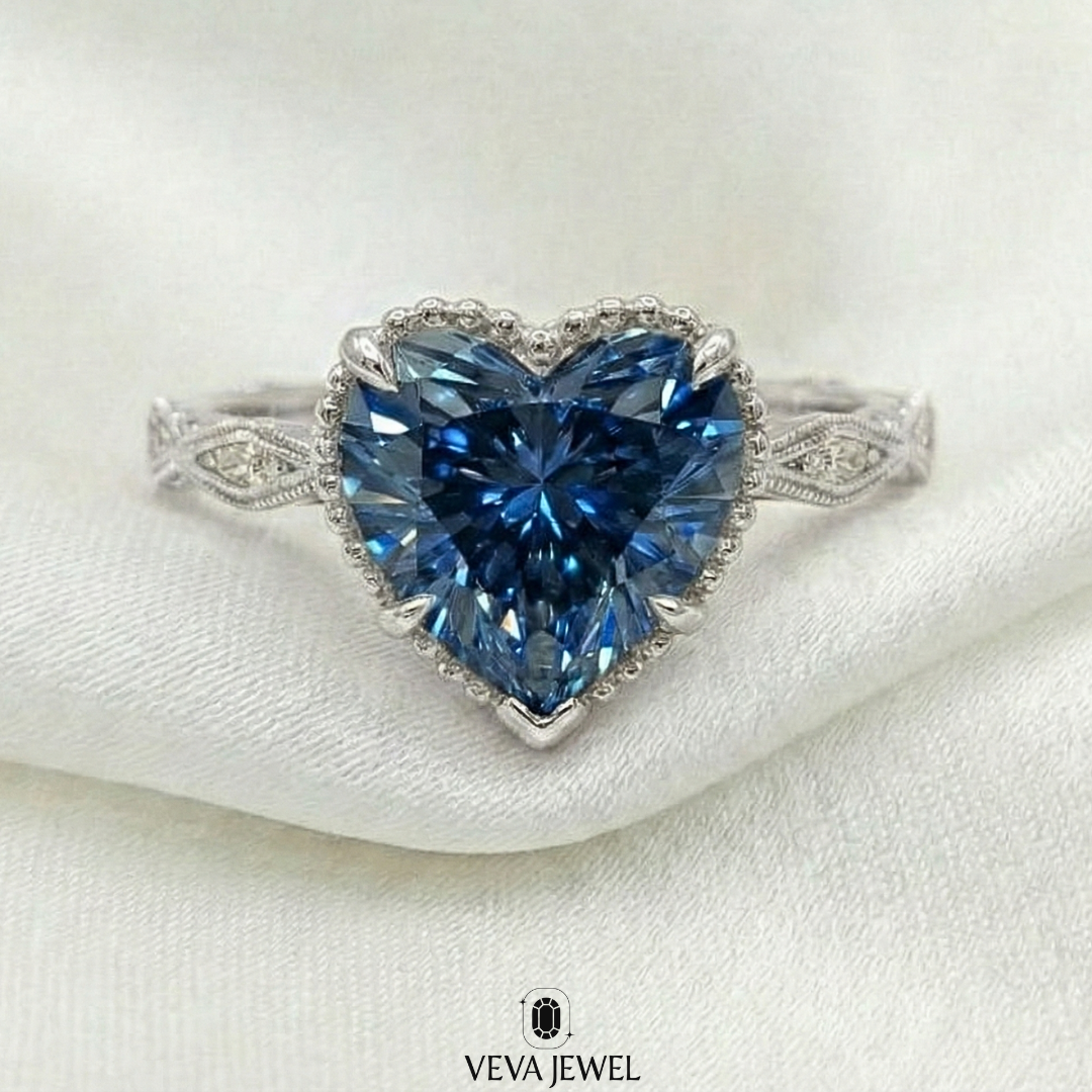 Blue diamond promise ring for women