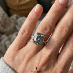 Fine jewelry grey moissanite engagement ring