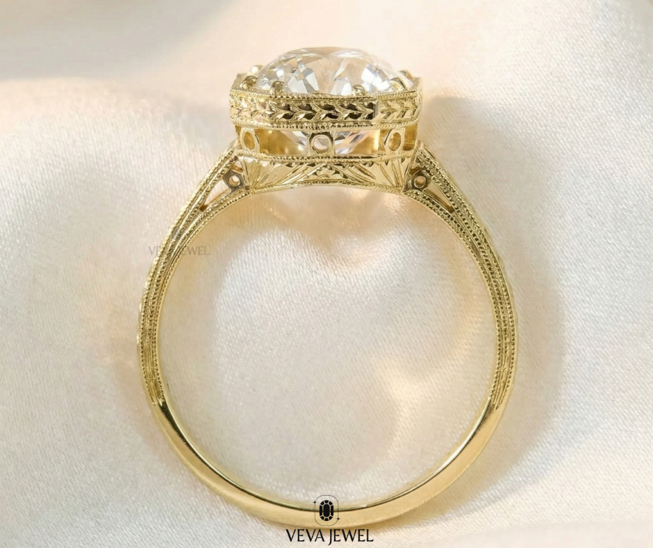 Art deco moissanite ring for women