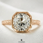 Antique style moissanite ring yellow gold