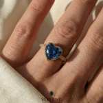 Vintage inspired blue diamond ring