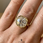 Unique octagon frame moissanite alternative ring