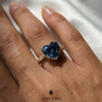 Heart cut blue diamond ring for women