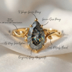 Elegant bridal ring with grey moissanite