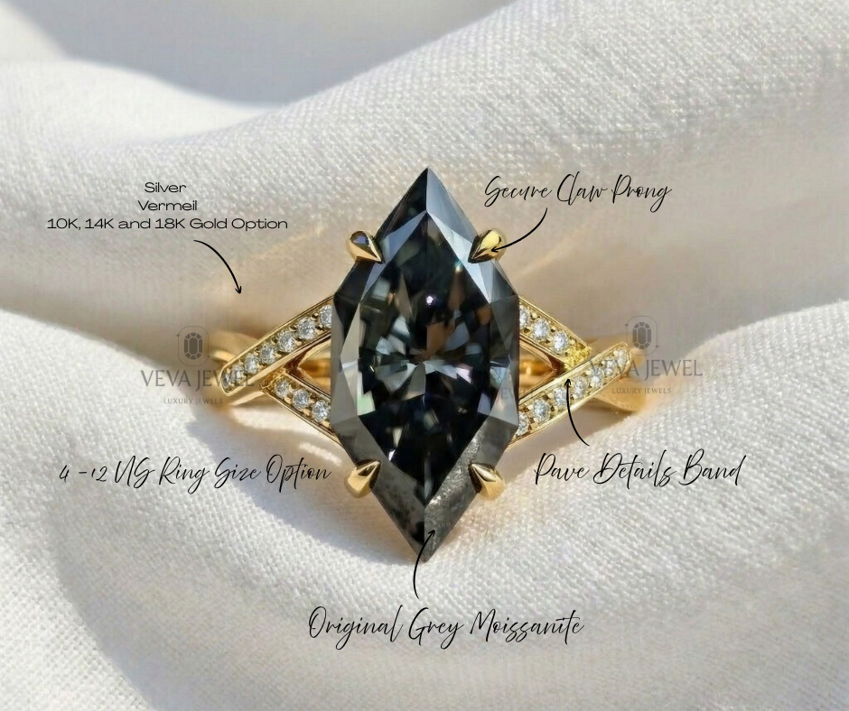 luxury dutch marquise cut grey gemstone wedding ring