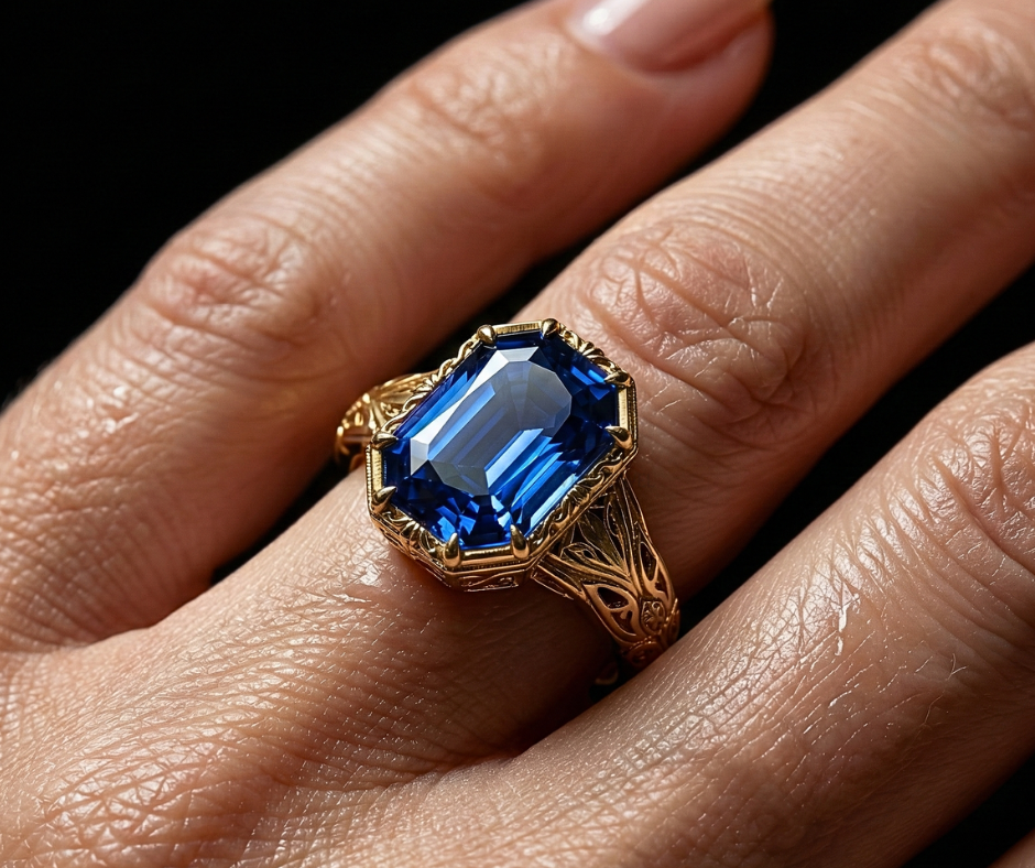 royal blue sapphire promise ring for women
