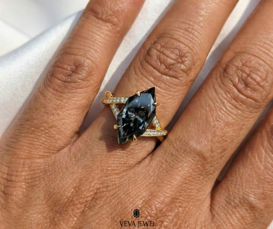 bold dutch marquise grey moissanite engagement ring