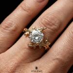 yellow gold leaf branch diamond engagement ring