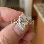 marquise cut moissanite engagement ring in solid gold