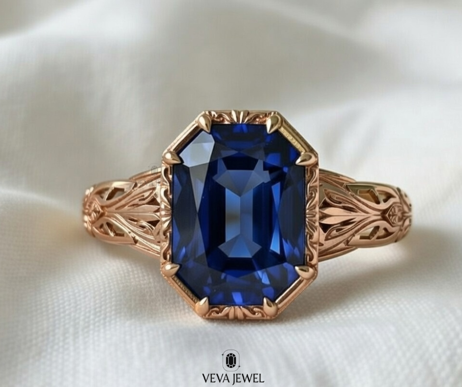blue sapphire solitaire anniversary gift ring
