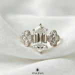 classic hexagon cut wedding ring with accents