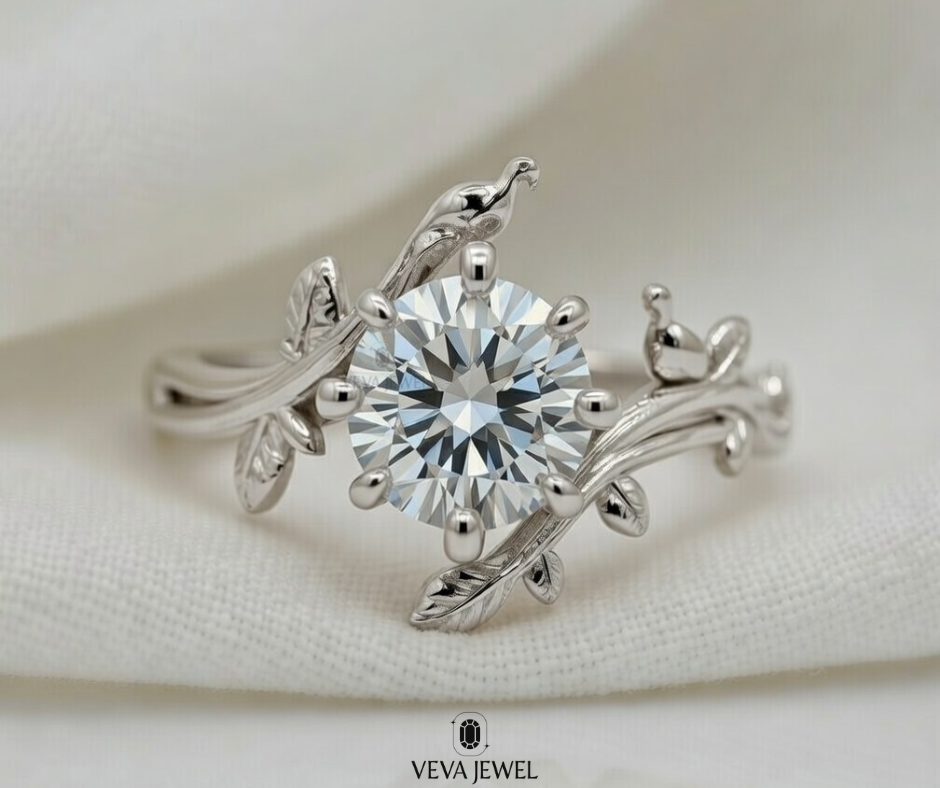 art nouveau inspired floral gold wedding ring