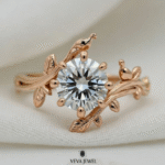 romantic nature inspired round cut bridal ring