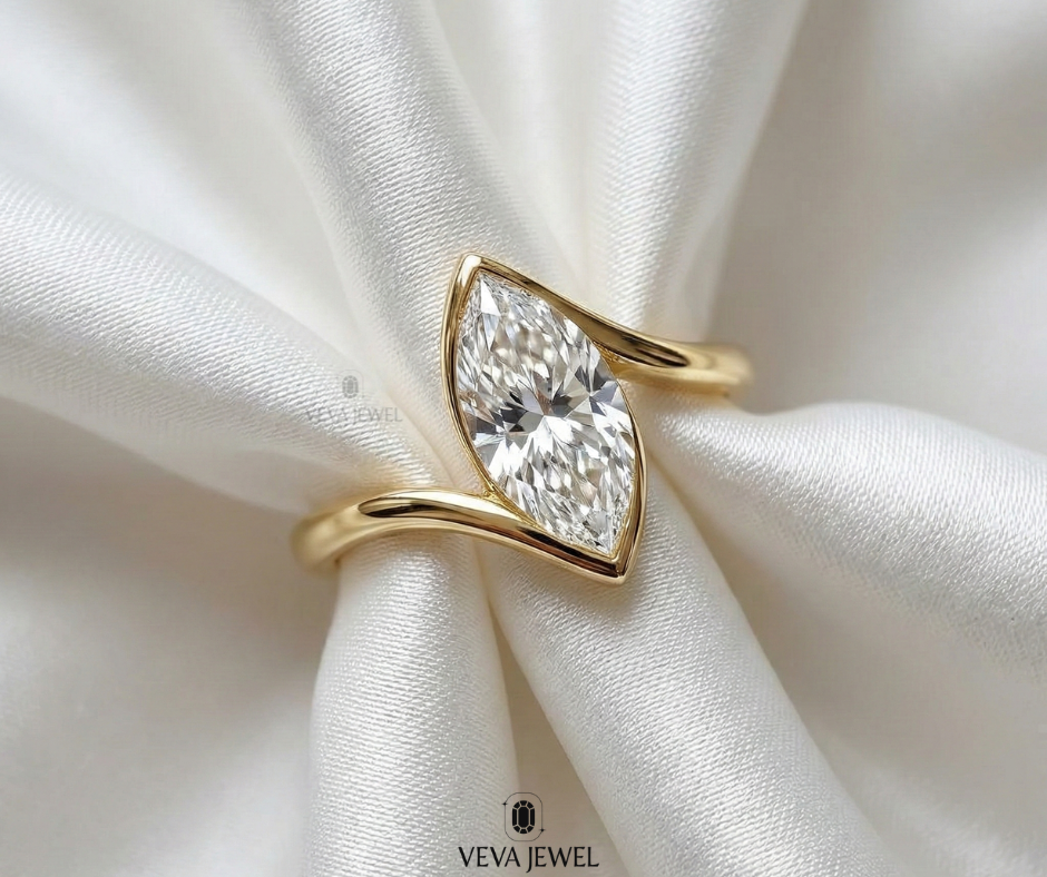 Marquise Moissanite Gold Ring Engagement Ring