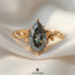 pear grey moissanite engagement ring in gold
