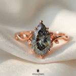 Delicate vine band engagement ring gold