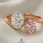 Minimalist gold bypass ring with dual oval gemstones