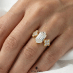 antique style hexagon cut bridal ring for women