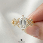 Art deco hexagon diamond engagement ring
