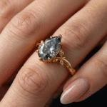 Vintage inspired grey moissanite bridal ring