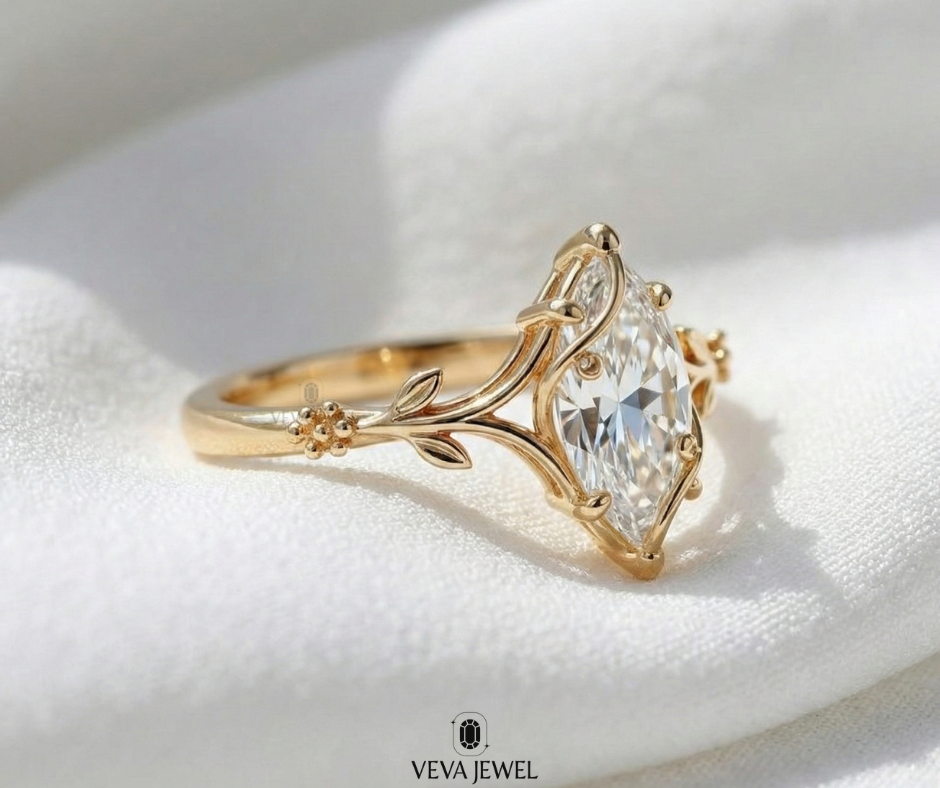 floral vine inspired moissanite engagement ring