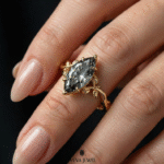 Unique grey moissanite bridal ring for women