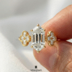 vintage floral moissanite wedding ring in yellow gold