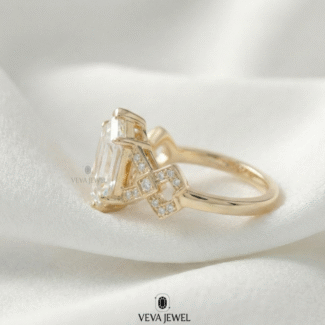 hexagon cut diamond engagement ring in gold
