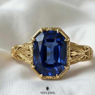 unique blue sapphire solitaire statement ring