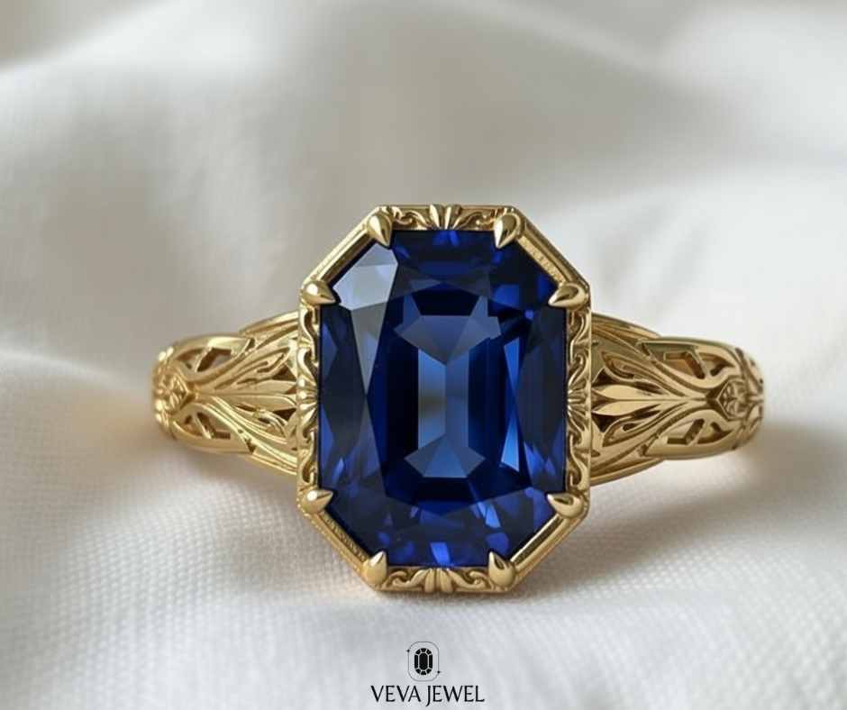 unique blue sapphire solitaire statement ring