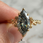 Vintage vine style marquise moissanite ring