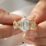 Vintage hexagon diamond engagement ring for her