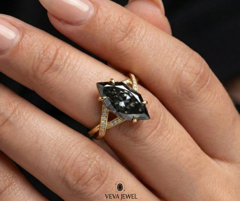 elegant dutch marquise cut grey engagement ring for her