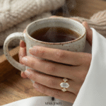 floral side stone moissanite engagement ring