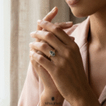 Vintage pear cut grey gemstone ring