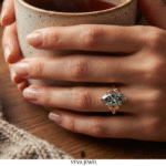 Classic marquise cut grey gemstone ring